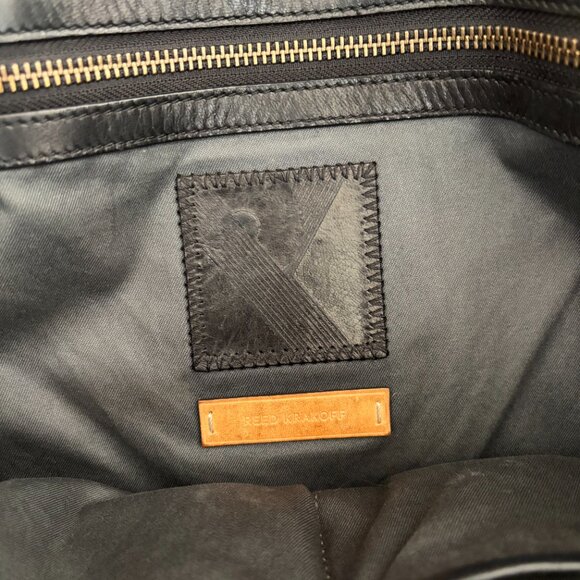 Reed Krakoff Black Leather Tote Bag Geometric Flat Shopper Minimalist Laptop - Picture 11 of 13